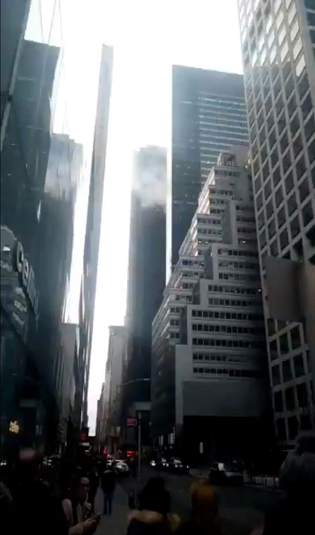 smoke rises up from trump tower in new york u s april 7 2018 in this still image from video obtained from social media photo reuters