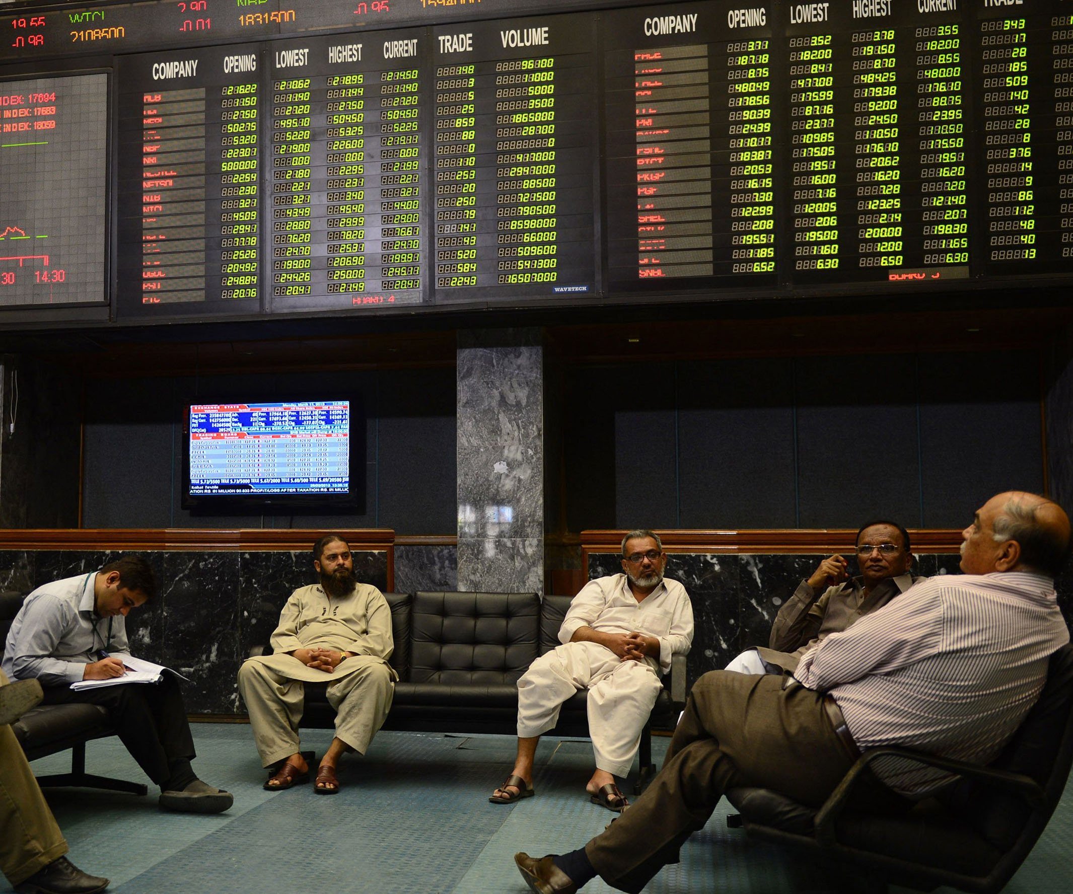 benchmark index decreases 57 points to close at 46 580 62 photo afp