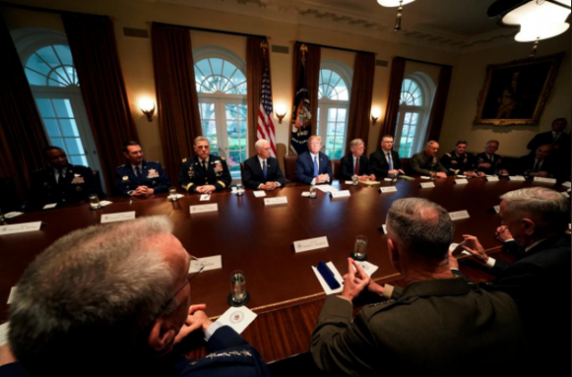 us president donald trump receives a briefing from senior military leadership at the cabinet room of the white house in washington photo reuters us president donald trump receives a briefing from senior military leadership at the cabinet room of the white house in washington photo reuters