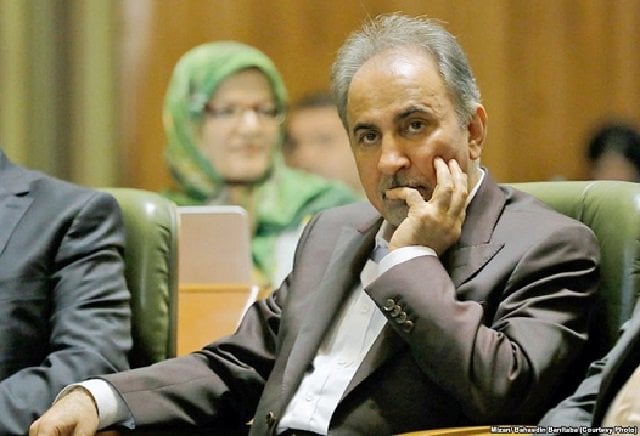 tehran 039 s mayor mohammadali najafi at a session of tehran 039 s city council regarding his resignation request on sunday april 8 2018 photo radio farda