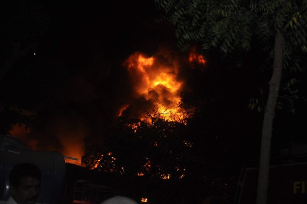 the blaze erupted at the city courts malkhana in karachi in the early hours of wednesday photo rashid ajmeri