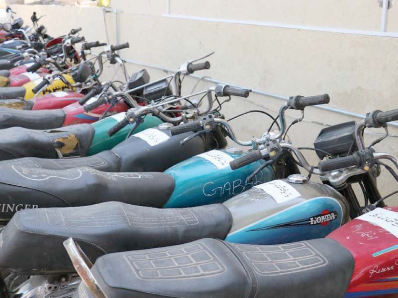 bikes recovered from thieves are seen parked photo express