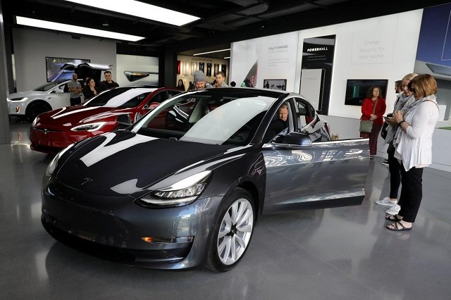 a tesla model 3 is seen in a showroom in los angeles california us january 12 2018 photo reuters