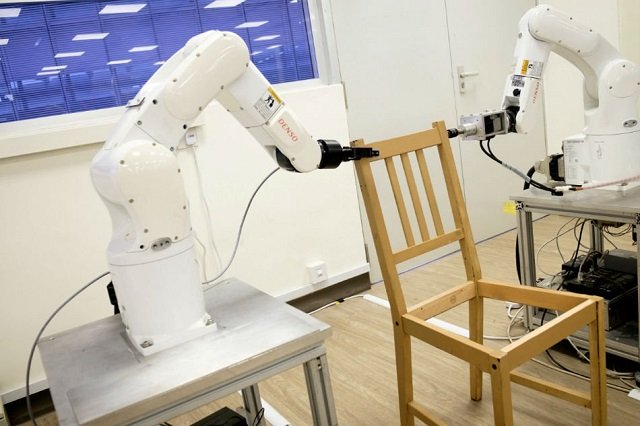 robots assemble an ikea chair at nanyang technological university ntu in singapore april 17 2018 picture taken april 17 2018 photo reuters