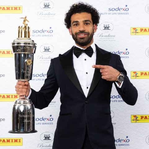 liverpool 039 s salah receiving his player of the year award photo courtesy pfa