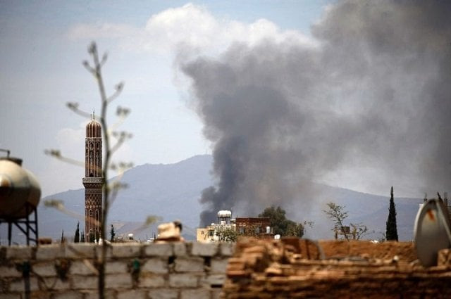 smoke billows following an air strike by a saudi led coalition on yemen 039 s rebel held capital sanaa on april 5 2018 photo afp smoke billows following an air strike by a saudi led coalition on yemen 039 s rebel held capital sanaa on april 5 2018 photo afp