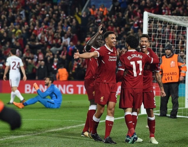 roberto firmino of liverpool celebrates the forth goal during the uefa champions league semi final first leg match between liverpool and a s roma at anfield photo reuters roberto firmino of liverpool celebrates the forth goal during the uefa champions league semi final first leg match between liverpool and a s roma at anfield photo reuters