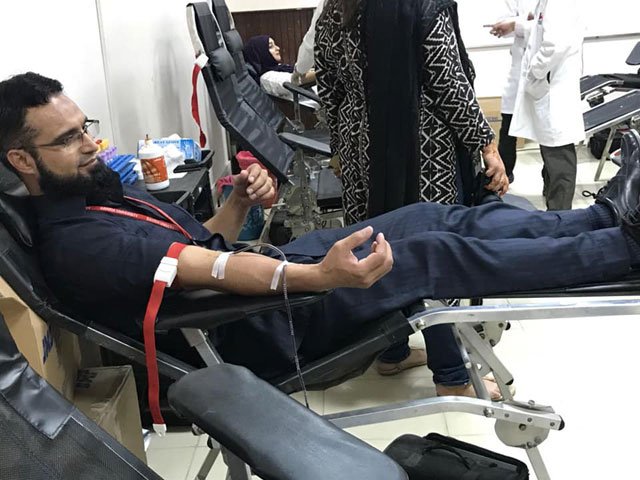those opting to donate blood were required to go through screening as per the criteria set by experts photo bahria university