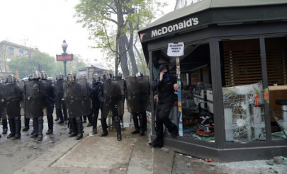 mcdonald s torched hundreds arrested in may day protests in paris mcdonald s torched hundreds arrested in may day protests in paris