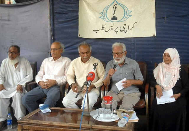 karamat ali nasir mansoor saeeda khatoon and others at a press conference at the kpc photo irfan ali karamat ali nasir mansoor saeeda khatoon and others at a press conference at the kpc photo irfan ali