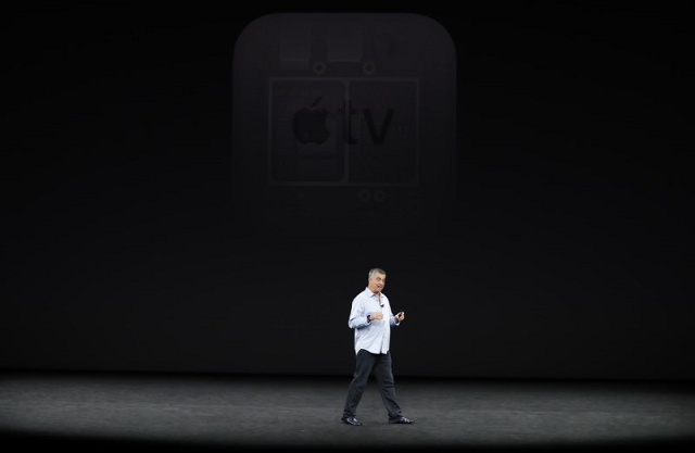 eddy cue senior vp of internet software introduces apple tv during a launch event in cupertino california us september 12 2017 photo reuters