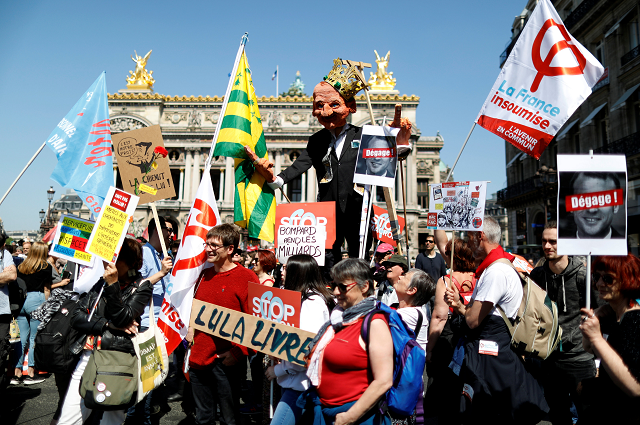 protestors bearing 039 stop macron 039 banners and chanting one year is enough were cheered on by drummers and marching bands photo reuters protestors bearing 039 stop macron 039 banners and chanting one year is enough were cheered on by drummers and marching bands photo reuters