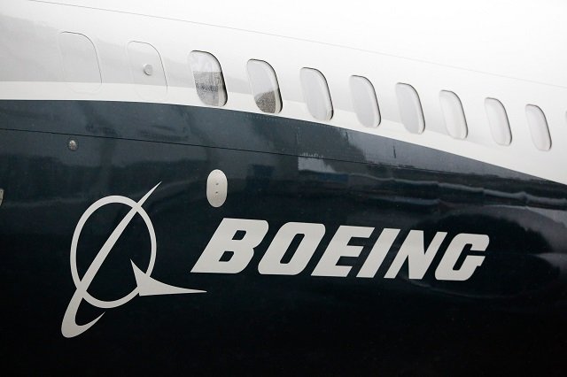 in this file photo taken on march 7 2017 shows the boeing logo on the boeing 737 max 9 airplane at the boeing factory in renton washington photo afp