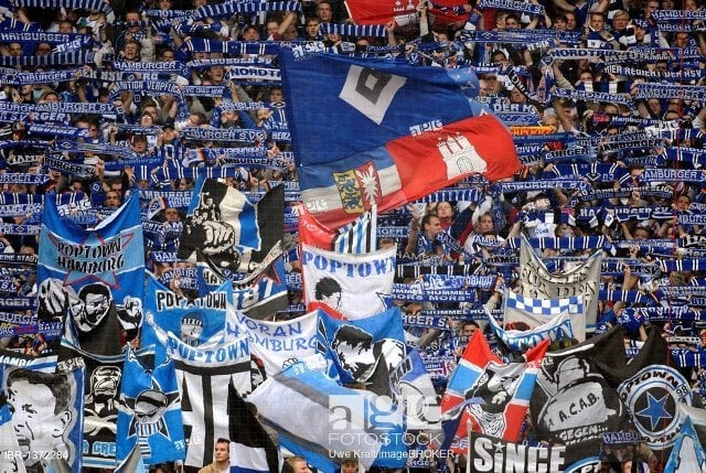 hamburger sv fans showing their enthusiasm at the match of the hsv football club against schalke 04 hamburg germany europe photo afp hamburger sv fans showing their enthusiasm at the match of the hsv football club against schalke 04 hamburg germany europe photo afp