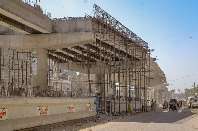 work underway on karachi 039 s orange line brt project photo express