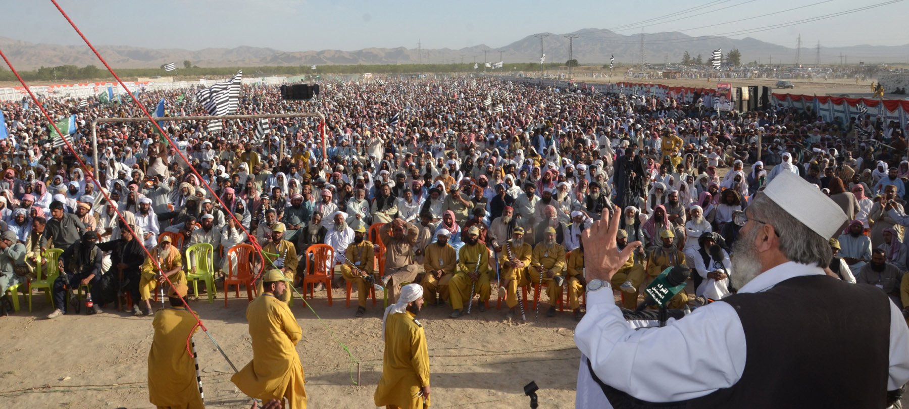 jamaat e islami chief sirajul haq addressing a huge gathering photo express