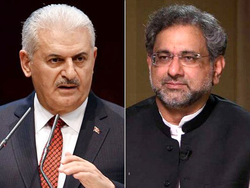 turkish prime minister binali yildirim and prime minister shahid khaqan abbasi photo file