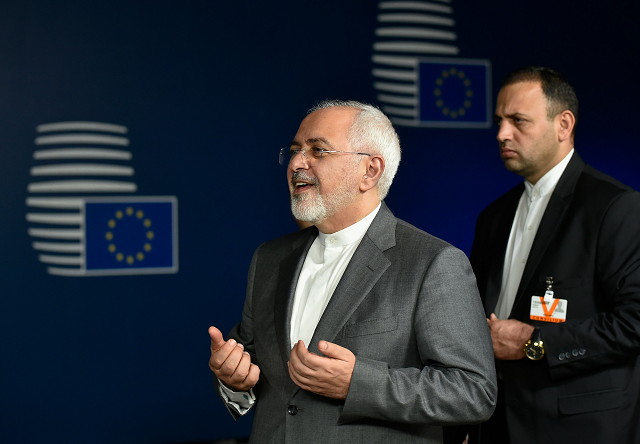 iran foreign minister mohammad javad zari leaves after a ministerial meeting of eu e3 and iran at the european headquarters in brussels on may 15 2018 iran 039 s foreign minister said on may 15 that efforts to save the nuclear deal after the abrupt us withdrawal were quot on the right track quot as he began talks with european powers in brussels photo afp