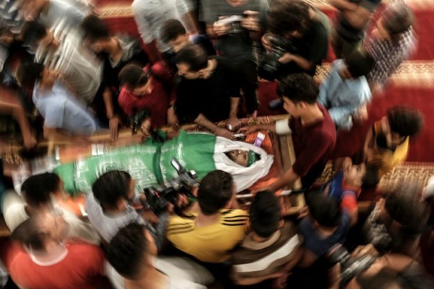 mourners gather for funeral prayers for people killed in the gaza protests photo afp