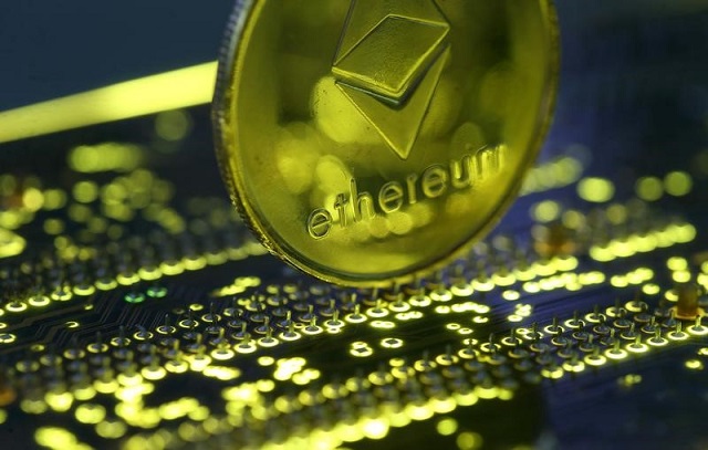 representation of the ethereum virtual currency standing on the pc motherboard is seen in this illustration picture february 3 2018 photo reuters
