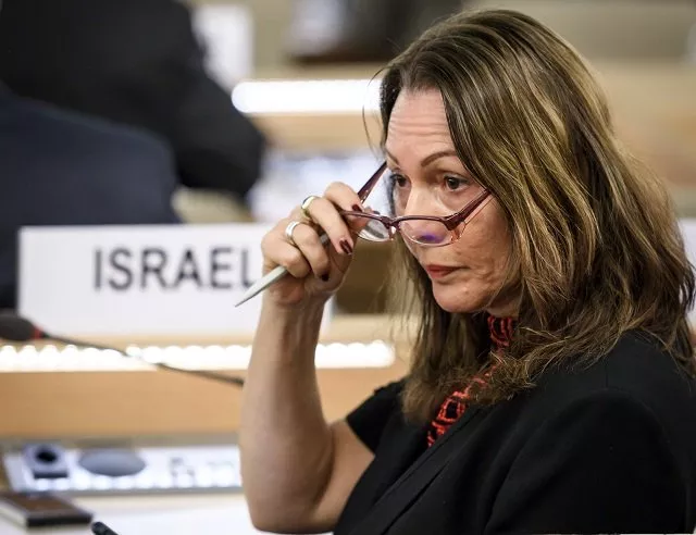 israel 039 s ambassador aviva raz shechter gestures during a special session of the united nations un human rights council to discuss quot the deteriorating human rights situation quot in the palestinian territories on may 18 2018 photo afp israel 039 s ambassador aviva raz shechter gestures during a special session of the united nations un human rights council to discuss quot the deteriorating human rights situation quot in the palestinian territories on may 18 2018 photo afp