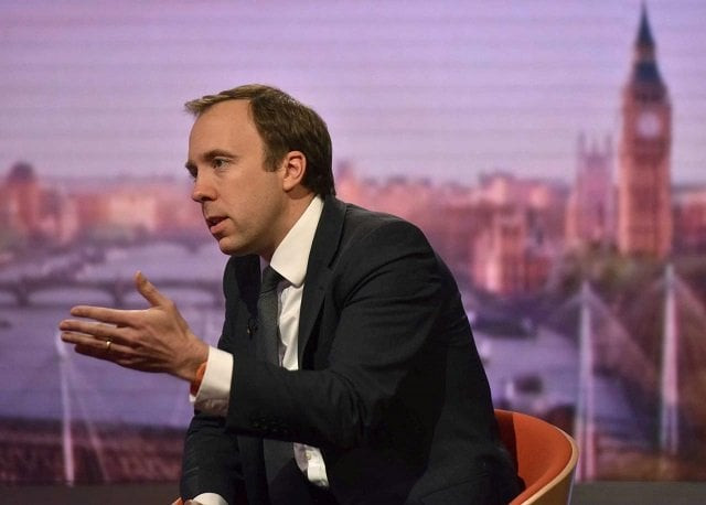 britain 039 s secretary of state for digital culture media and sport matt hancock appears on the bbc 039 s marr show in london britain may 20 2018 photo reuters