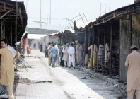 burnt out stalls at islamabad s h 9 sunday bazaar present a grim picture of fire safety arrangements photo raja zafar express
