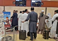 passengers queue at jinnah international airport in karachi to obtain boarding passes for the inaugural flight to turbat photo nni