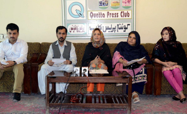 civil society members working for the rights of women in balochistan during a press conference photo express civil society members working for the rights of women in balochistan during a press conference photo express
