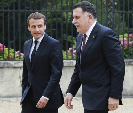 french president emmanuel macron welcomed libya 039 s un backed prime minister fayez al sarraj before a meeting aimed at easing tensions in libya photo afp