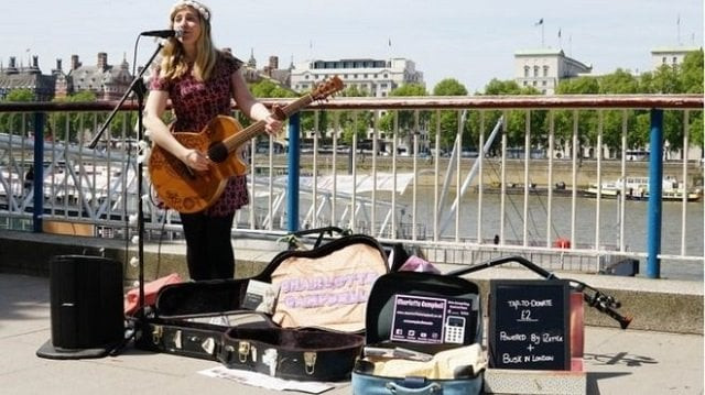 sadiq khan in collaboration with busk in london and izettle has launched the project of paying musicians on the subway with their smartphone and contactless card photo izettle sadiq khan in collaboration with busk in london and izettle has launched the project of paying musicians on the subway with their smartphone and contactless card photo izettle