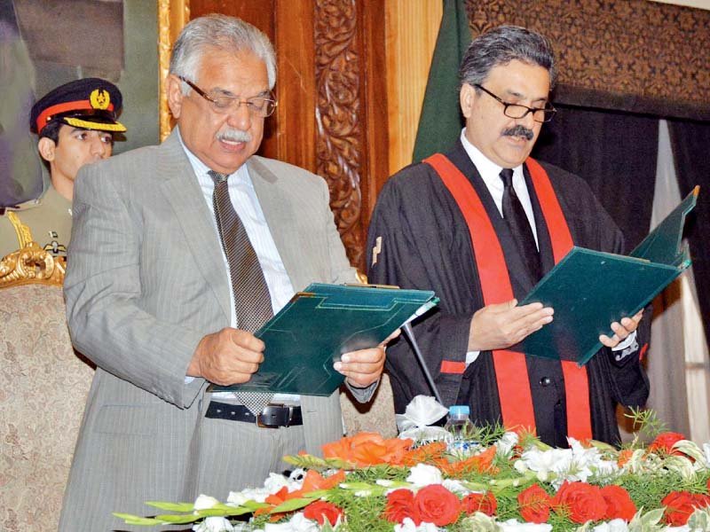 the khyber paktunkhwa governor administers oath to new chief justice of peshawar high court justice yahya afridi photo online