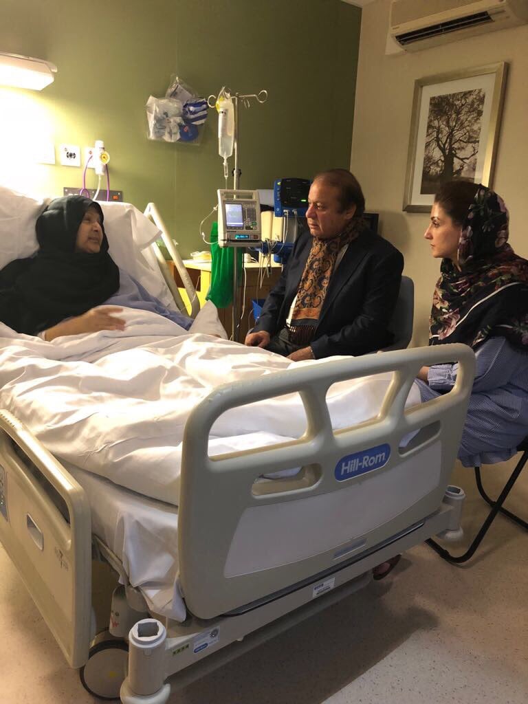 nawaz maryam meet ailing kulsoom in london photo pml n official