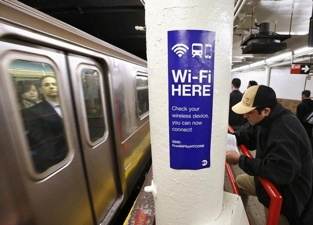 a sign advertises wi fi service in the times square subway station in new york april 25 2013 photo reuters