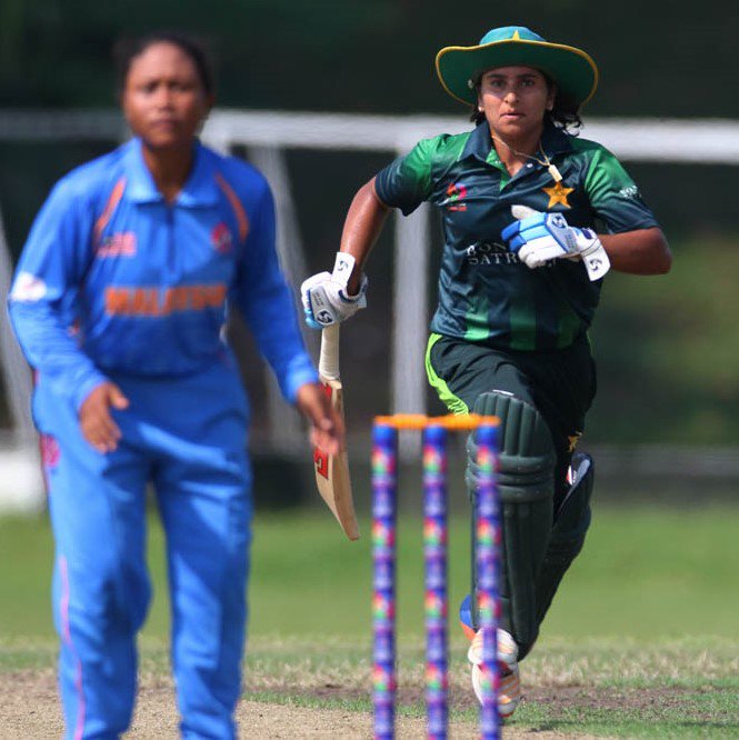 on fire nida claimed her first ever five wicket haul also the first by any pakistani woman against sri lanka and followed that with another player of the match display during 147 run thrashing of malaysia photo courtesy pcb