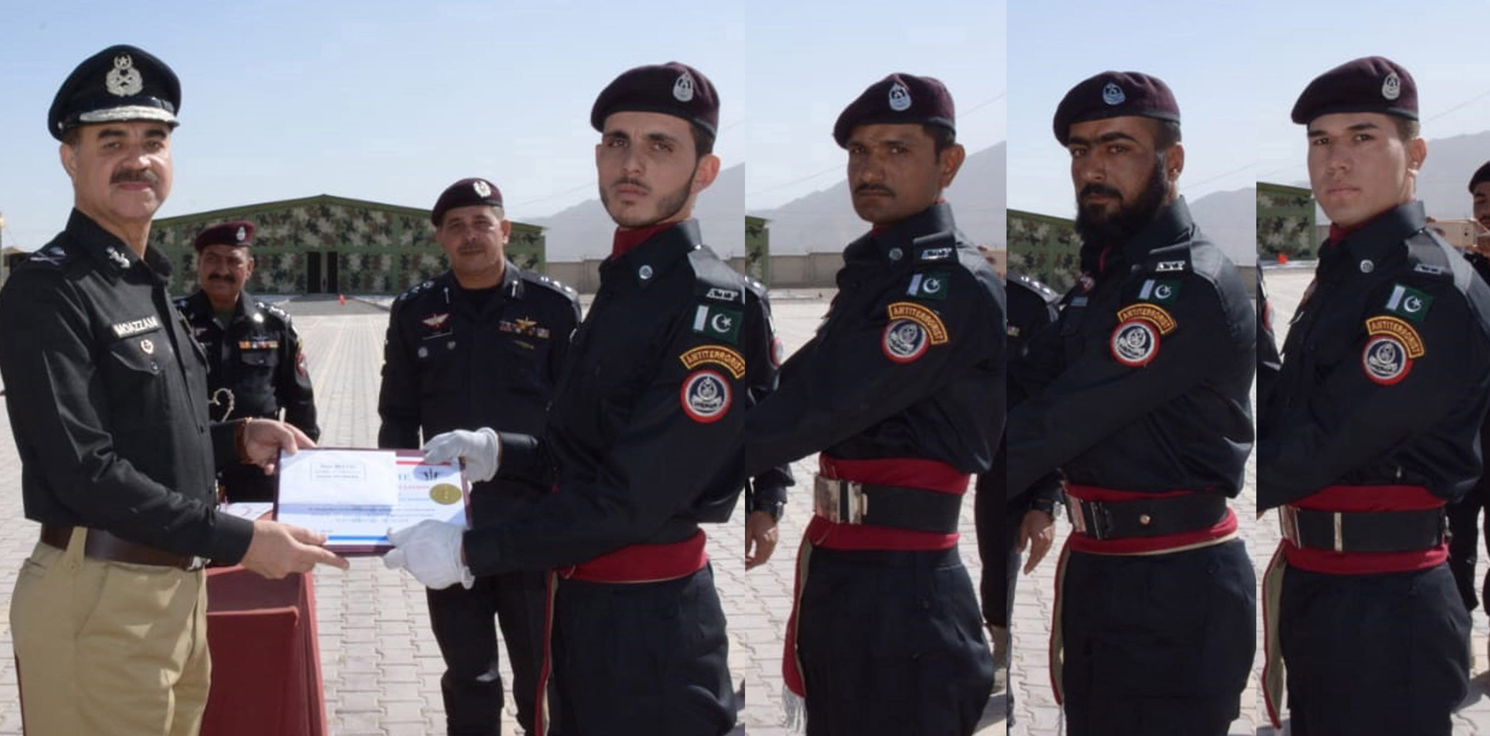 balochistan igp moazzam jah ansari awards a certificate to a police officer for performing remarkably well during training photo express