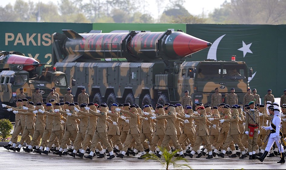 armed forces personnel take part in the pakistan day military parade in islamabad on march photo afp