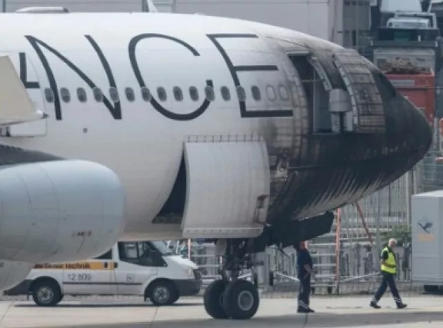 the plane was so severely damaged by the flames that it has been grounded photo afp the plane was so severely damaged by the flames that it has been grounded photo afp