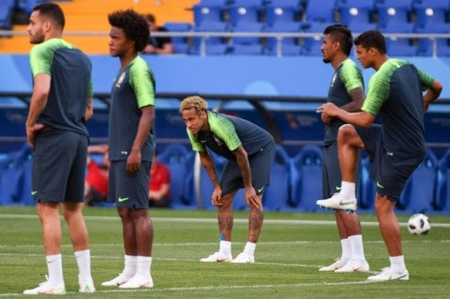 brazil 039 s forward neymar c and teammates take part in a training session at the rostov arena in rostov on don on june 16 2018 on the eve of the russia 2018 world cup group e football match between brazil and switzerland photo afp brazil 039 s forward neymar c and teammates take part in a training session at the rostov arena in rostov on don on june 16 2018 on the eve of the russia 2018 world cup group e football match between brazil and switzerland photo afp