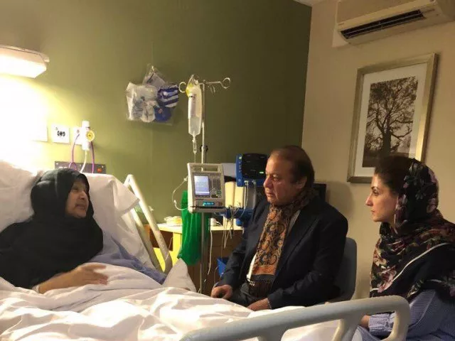sources say the decision was taken after assessing condition of sharif s ailing wife in london photo courtesy pml n official file sources say the decision was taken after assessing condition of sharif s ailing wife in london photo courtesy pml n official file