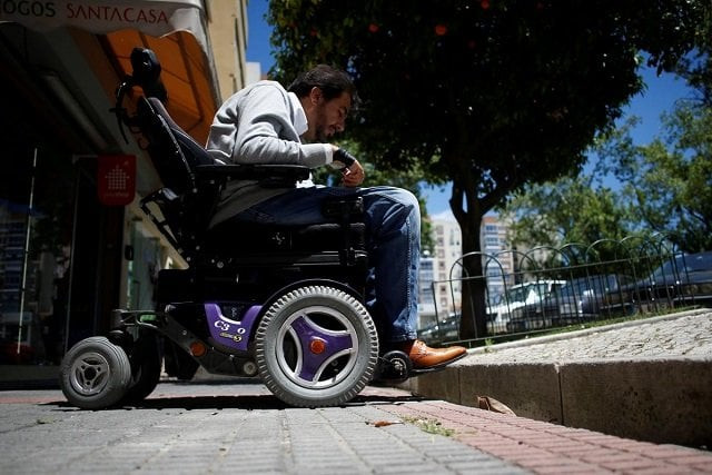 wheelchair user ricardo teixeira demonstrates being unable to proceed to the sidewalk in lisbon portugal june 15 2018 photo reuters wheelchair user ricardo teixeira demonstrates being unable to proceed to the sidewalk in lisbon portugal june 15 2018 photo reuters