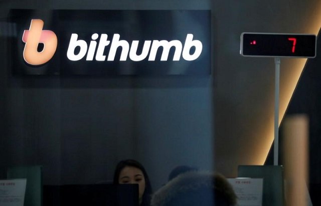 file photo the logo of bithumb is seen at its cryptocurrencies exchange in seoul south korea january 11 2018 photo reuters