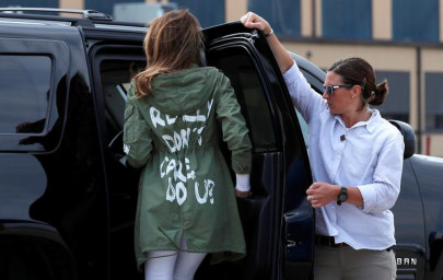 i really don t care melania trump jackets stuns on migrant visit