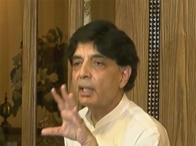 former interior minister chaudhry nisar ali khan addresses a news conference in islamabad express news screen grab