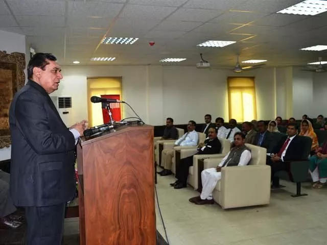 nab chief justice retd javed iqbal addressing a ceremony at nab complex in lahore on monday photo talib afridi express news nab chief justice retd javed iqbal addressing a ceremony at nab complex in lahore on monday photo talib afridi express news