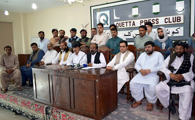 the pml n leaders address a news conference at the quetta press club photo express