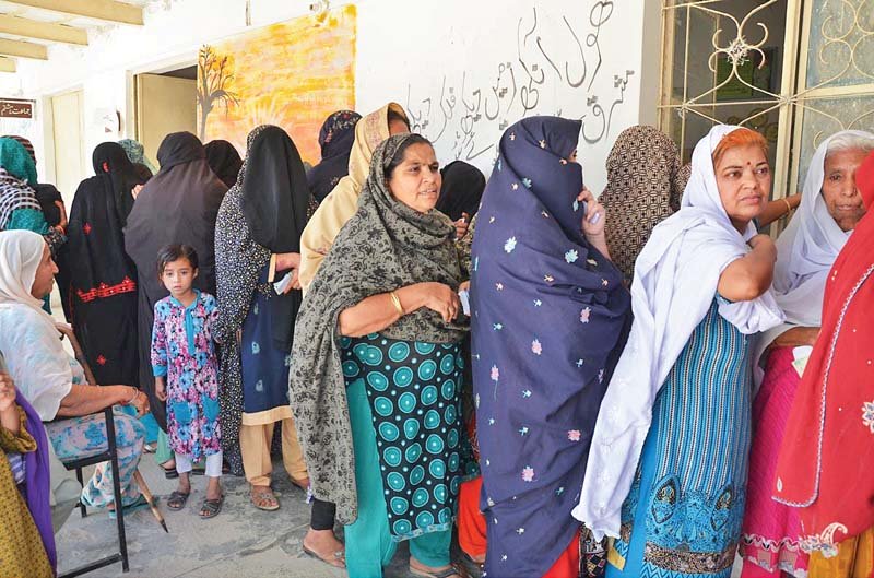 a view of women waiting to cast their votes at a polling station in dera allah yar during previous year 039 s by elections for na 267 constituency in balochistan photo online