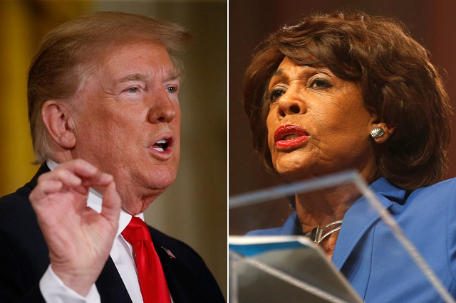 a combination photo of president donald trump and congress official maxine waters photo reuters