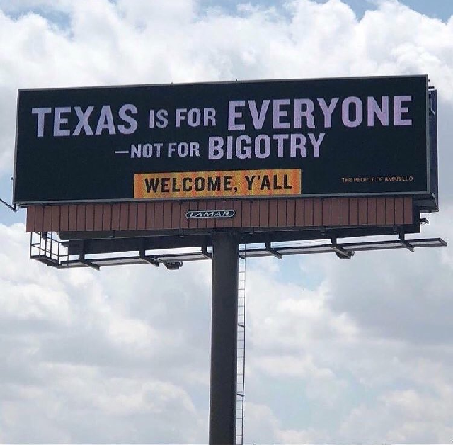 texan billboard message opposes bigotry