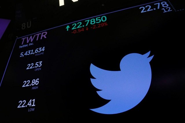 the twitter logo and stock prices are shown above the floor of the new york stock exchange shortly after the opening bell in new york u s january 23 2018 photo reuters